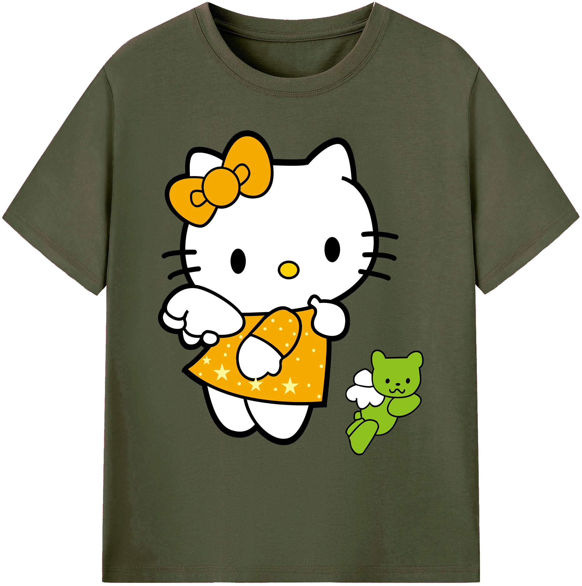 （画像用） Hello Kitty ハローキティ 綿100％ メンズ半袖Tシャツ｜肌触りやわらか＆通気性